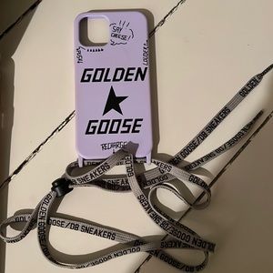 Golden goose iphone 12 purple case with chain